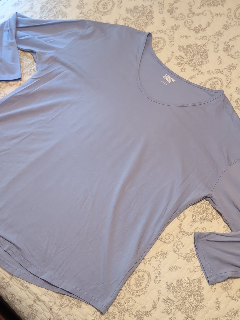 Lands End Scoop Neck Top -light blue